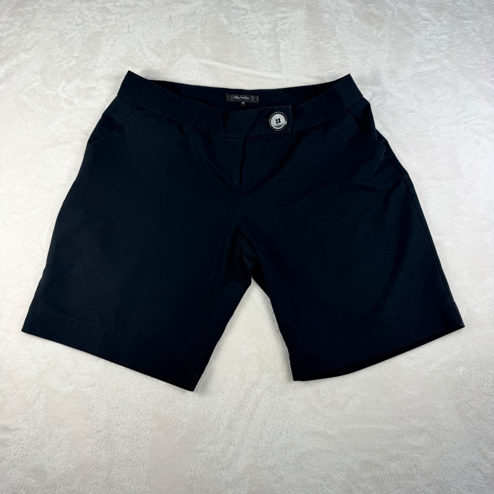 Daisy Fuentes Bermuda Shorts Womens 12 Black Flat Front Office Siren Stretch